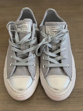 Converse Low Top Sneakers - Gray with Silver Toe Caps